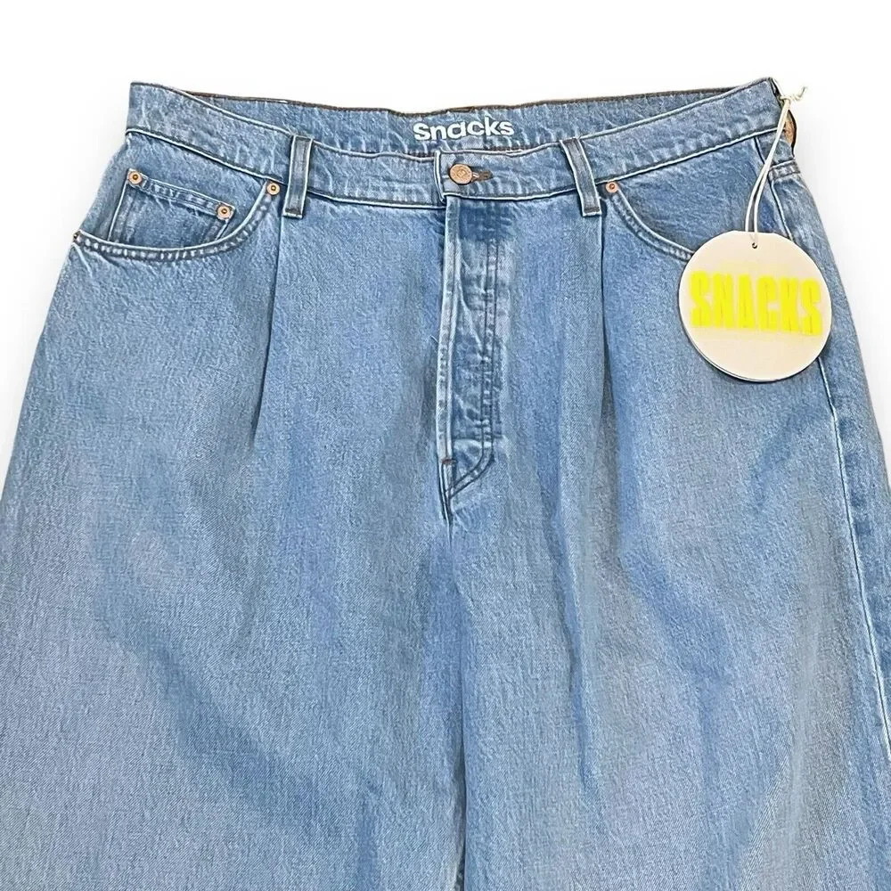 MOTHER SNACKS! The Pleated Fun Dip Puddle Just a Nibble Jeans 34 Baggy Straight